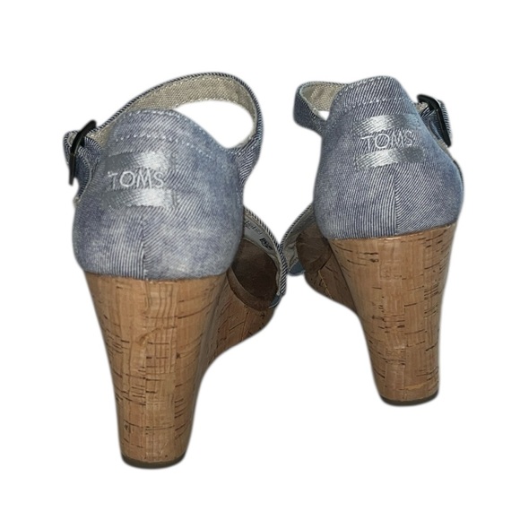 Toms Clarissa slate blue wedge heel Size 8W - Picture 9 of 11